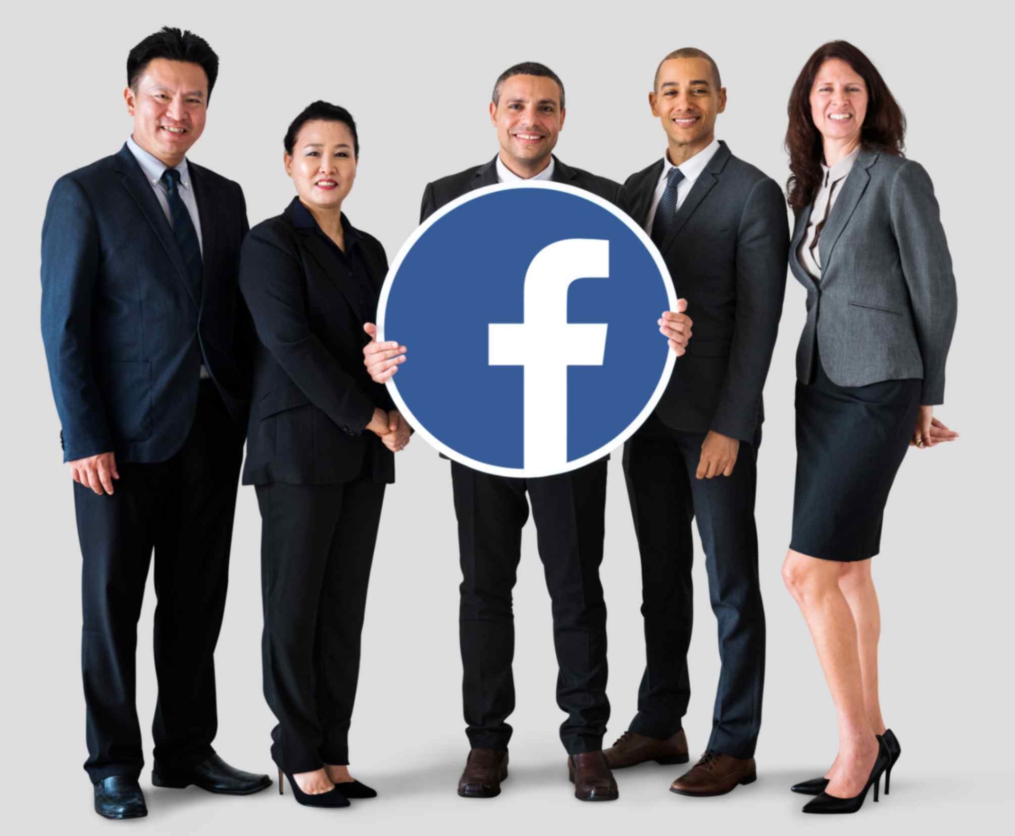 Business people are showing facebook icon in a banner